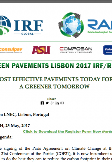 Green Pavements Lisbon 2017 IRF/RAF