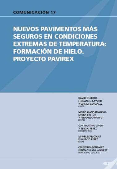 Nuevos pavimentos más seguros en condiciones extremas de temperatura: formación de hielo. Proyecto Pavirex