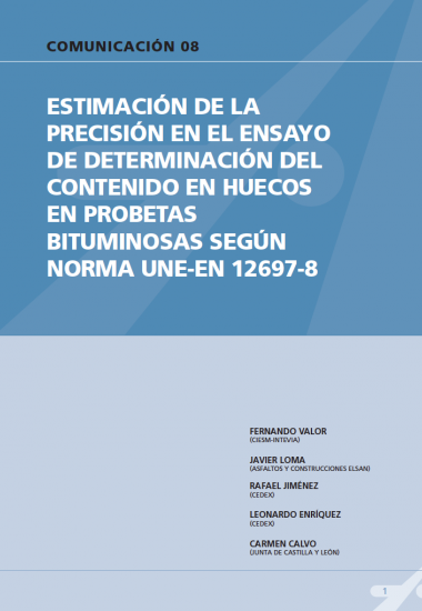 Estimación de la precisión en el ensayo de determinación del contenido en huecos en probetas bituminosas según norma UNE-EN 12679-8.