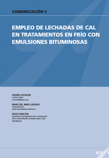 Empleo de lechadas de cal en mezclas en frío con emulsiones bituminosas