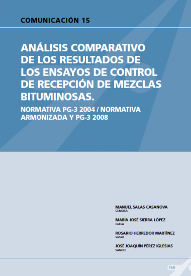 Análisis comparativo de los resultados de los ensayos de control de recepción de mezclas bituminosas.