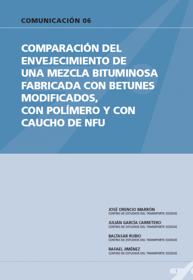 Comparación del envejecimiento de una mezcla bituminosa fabricada con betunes modificados, con polímeros y con caucho de NFU