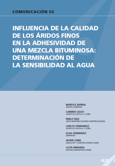 Influencia de la calidad de los áridos finos en la adhesividad de una mezcla bituminosa: determinación de la sensibilidad al agua