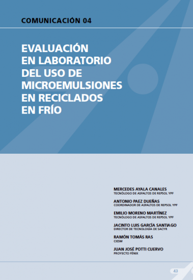 Evaluación en laboratorio del uso de microemulsiones en reciclados en frío.