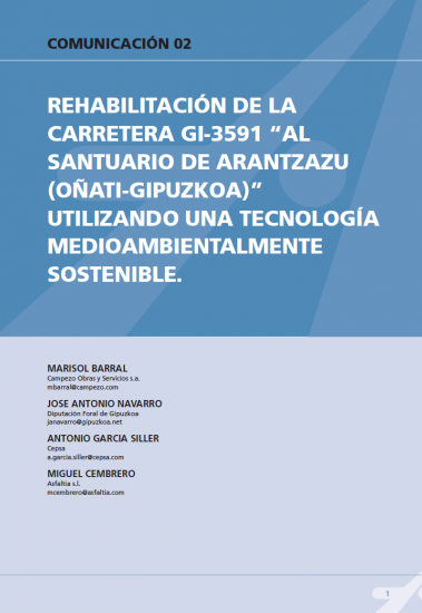 Rehabilitación de la carretera GI-3591 “Al Santuario de Arantzazu” utilizando una tecnología medioambientalmente sostenible