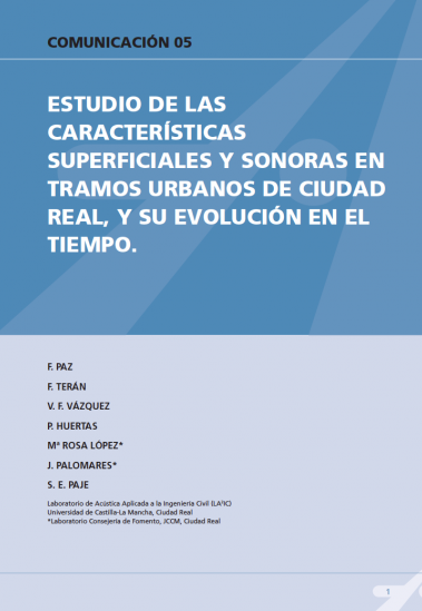 Estudio de las características superficiales y sonorosas en tramos urbanos de ciudad real, y su evolución en el tiempo