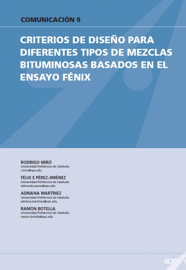 Criterios de diseño para diferentes tipos de mezclas bituminosas basados en el ensayo Fénix