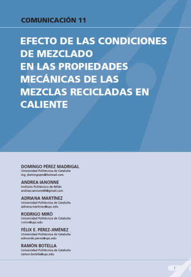 Efecto de las condiciones de mezclado en las propiedades mecánicas de las mezclas recicladas en caliente