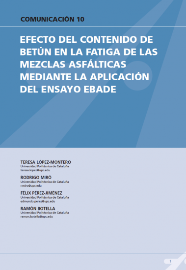 Efecto del contenido de betún en la fatiga de las mezclas asfálticas mediante la aplicación de ensayo EBADE