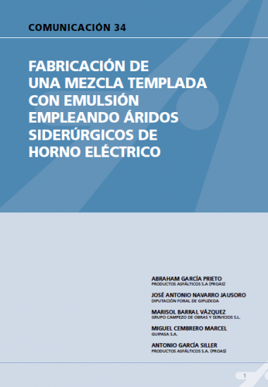 Fabricación de una mezcla templada con emulsión empleados áridos siderúrgicos de horno eléctrico.